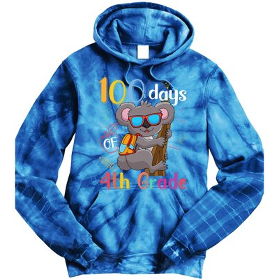 100 Days Of 4Th Grade Koala 100Th Day School Fourth Grade Gift Tie Dye Hoodie