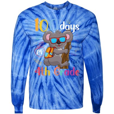 100 Days Of 4Th Grade Koala 100Th Day School Fourth Grade Gift Tie-Dye Long Sleeve Shirt