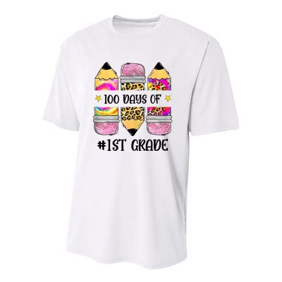 100 Days Of 1st Grade Funny 100 Days Of School Youth Performance Sprint T-Shirt