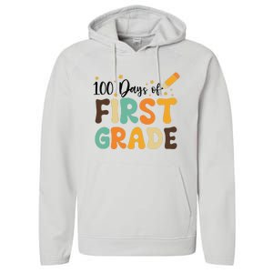 100 Days Of First Grade 100th Day Of School Back To School Performance Fleece Hoodie