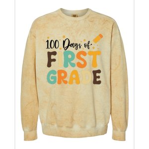 100 Days Of First Grade 100th Day Of School Back To School Colorblast Crewneck Sweatshirt