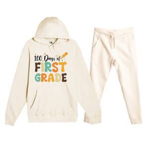 100 Days Of First Grade 100th Day Of School Back To School Premium Hooded Sweatsuit Set