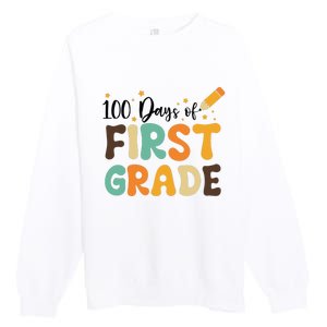 100 Days Of First Grade 100th Day Of School Back To School Premium Crewneck Sweatshirt