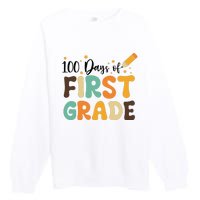 100 Days Of First Grade 100th Day Of School Back To School Premium Crewneck Sweatshirt