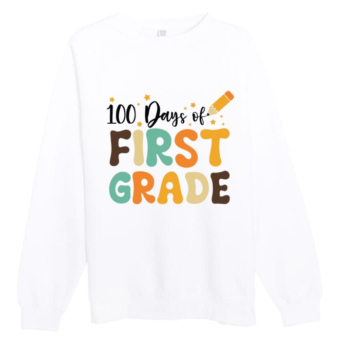 100 Days Of First Grade 100th Day Of School Back To School Premium Crewneck Sweatshirt