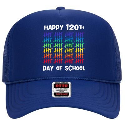 120th Day Of School 120 Days Teacher High Crown Mesh Back Trucker Hat