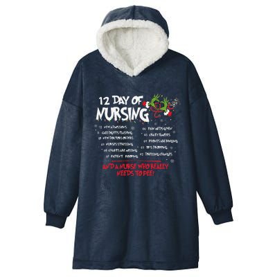 12 Day Of Nursing Hospital Christmas Nurse Xmas Holiday Long Hooded Wearable Blanket