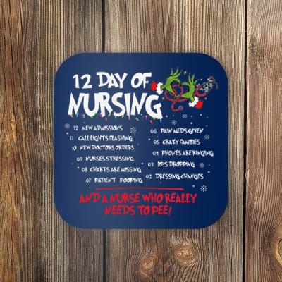 12 Day Of Nursing Hospital Christmas Nurse Xmas Holiday Long Coaster