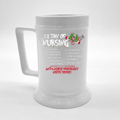 12 Day Of Nursing Hospital Christmas Nurse Xmas Holiday Long Beer Stein