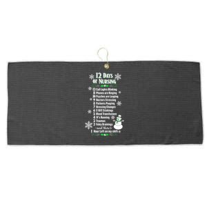 12 Days Of Nursing Funny Nurses Christmas Ugly Gift Large Microfiber Waffle Golf Towel