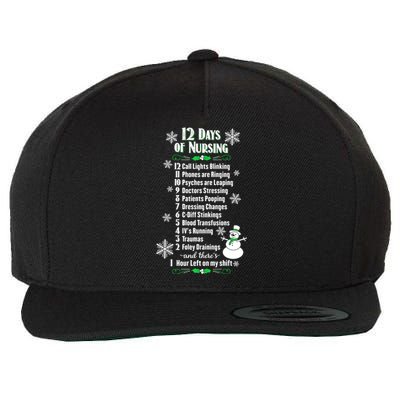 12 Days Of Nursing Funny Nurses Christmas Ugly Gift Wool Snapback Cap