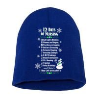 12 Days Of Nursing Funny Nurses Christmas Ugly Gift Short Acrylic Beanie