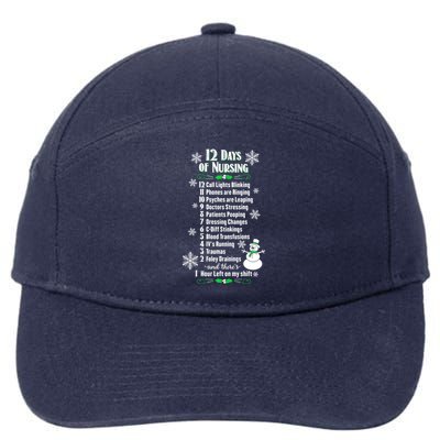 12 Days Of Nursing Funny Nurses Christmas Ugly Gift 7-Panel Snapback Hat