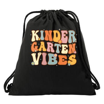 1st Day of School Kindergarten Vibes Student Teacher Drawstring Bag