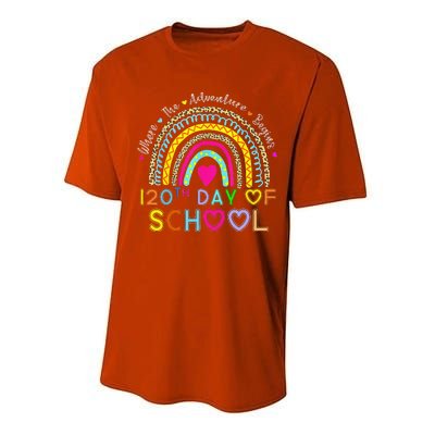 120th Day Of School Teacher 120 Days Smarter Rainbow Performance Sprint T-Shirt