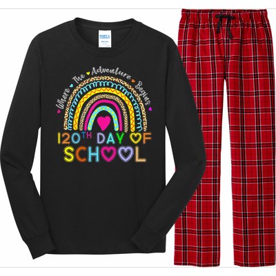 120th Day Of School Teacher 120 Days Smarter Rainbow Long Sleeve Pajama Set