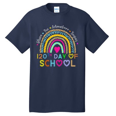 120th Day Of School Teacher 120 Days Smarter Rainbow Tall T-Shirt