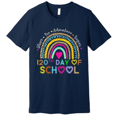 120th Day Of School Teacher 120 Days Smarter Rainbow Premium T-Shirt