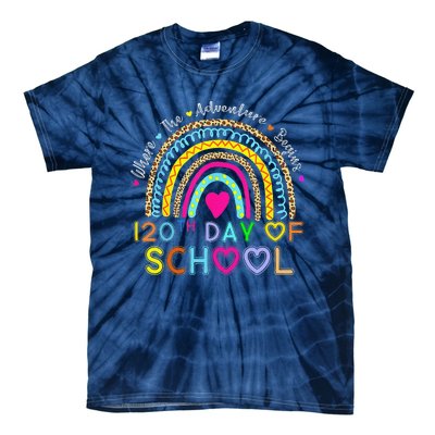 120th Day Of School Teacher 120 Days Smarter Rainbow Tie-Dye T-Shirt