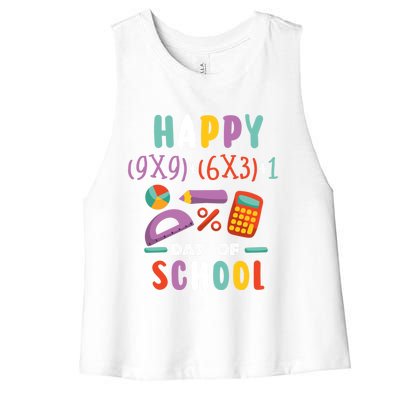 100 Days Or Math Formula 100 Days Of School Gift Women's Racerback Cropped Tank