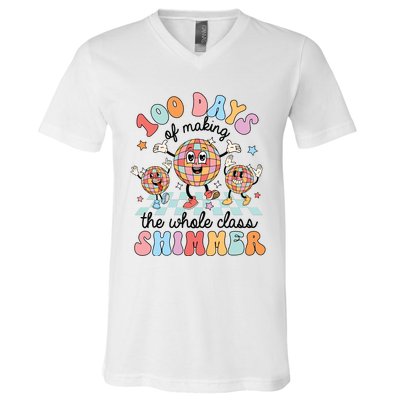 100 Days Of Making Whole Class Shimmer 100 Days Of School V-Neck T-Shirt