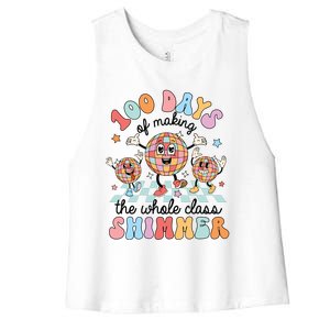 100 Days Of Making Whole Class Shimmer 100 Days Of School Women's Racerback Cropped Tank