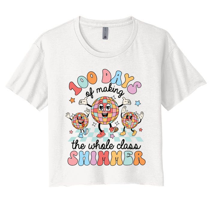 100 Days Of Making Whole Class Shimmer 100 Days Of School Women's Crop Top Tee