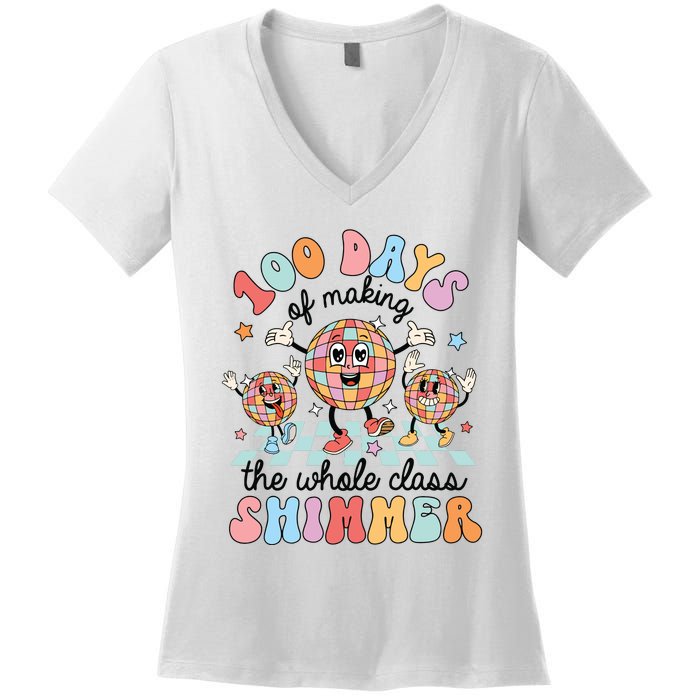 100 Days Of Making Whole Class Shimmer 100 Days Of School Women's V-Neck T-Shirt