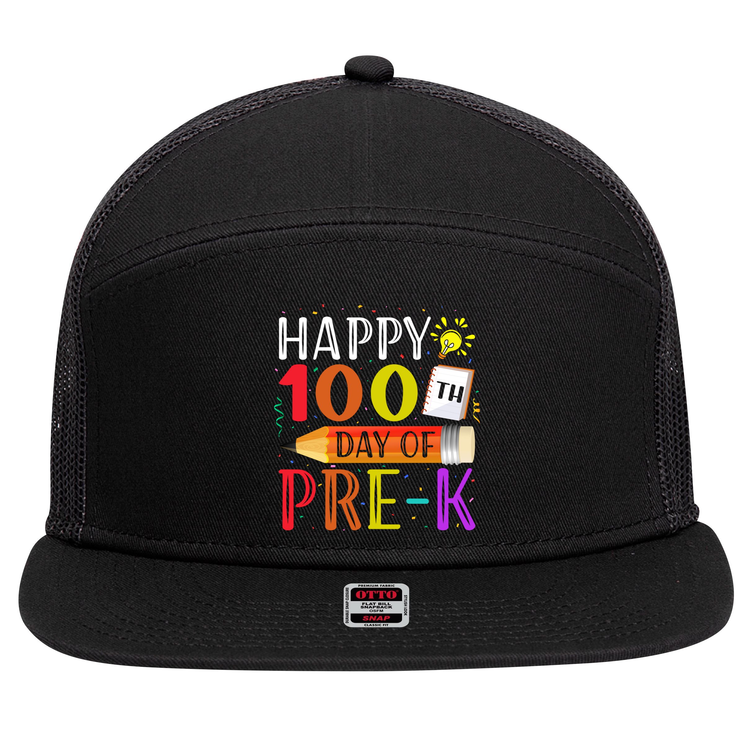 100 Days Of School Teacher Student 100th Day Pregiftk Gift 7 Panel Mesh Trucker Snapback Hat