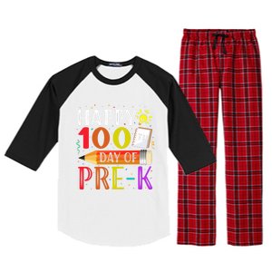 100 Days Of School Teacher Student 100th Day Pregiftk Gift Raglan Sleeve Pajama Set