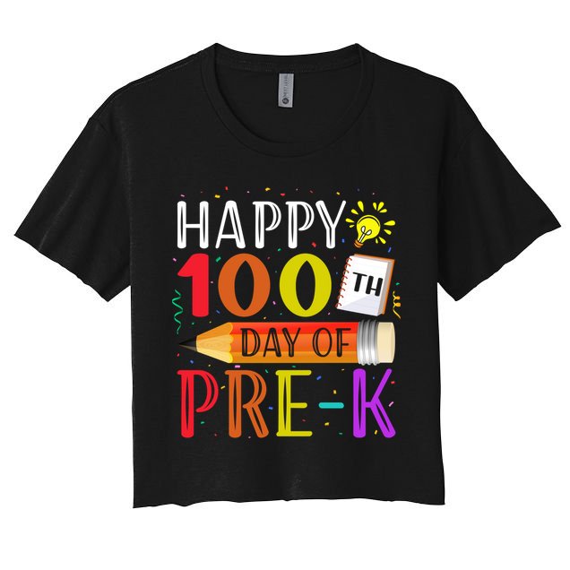 100 Days Of School Teacher Student 100th Day Pregiftk Gift Women's Crop Top Tee