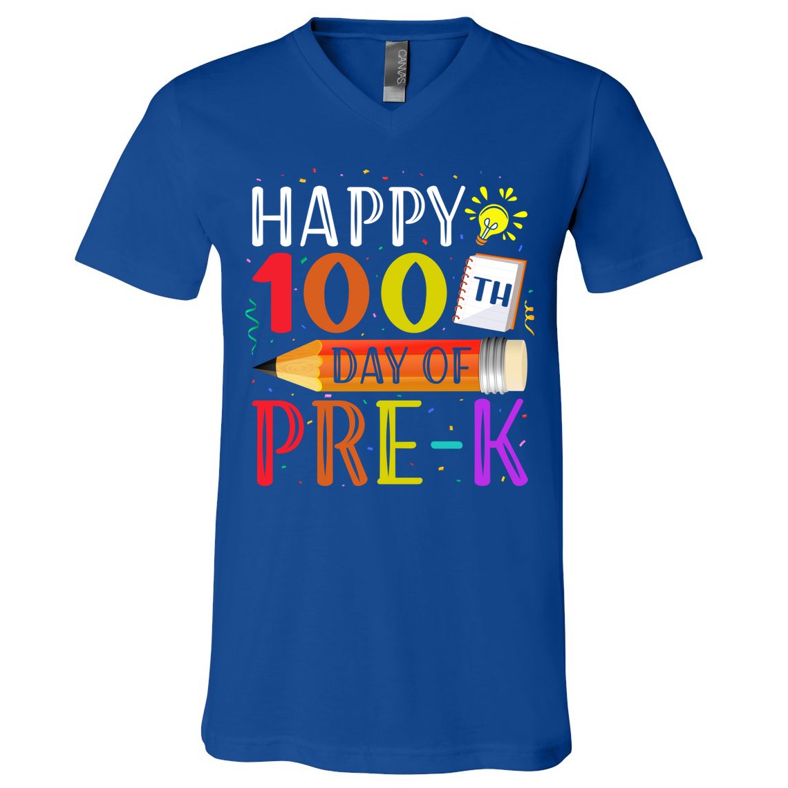100 Days Of School Teacher Student 100th Day Pregiftk Gift V-Neck T-Shirt