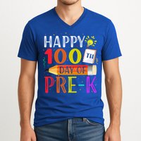 100 Days Of School Teacher Student 100th Day Pregiftk Gift V-Neck T-Shirt