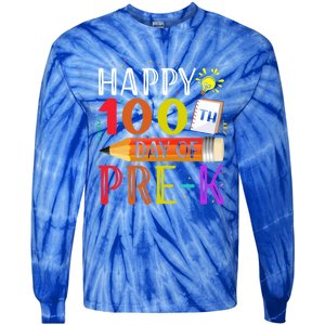 100 Days Of School Teacher Student 100th Day Pregiftk Gift Tie-Dye Long Sleeve Shirt