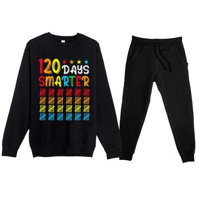 120th Day Of School Teacher Child Happy 120 Days Smarter Premium Crewneck Sweatsuit Set