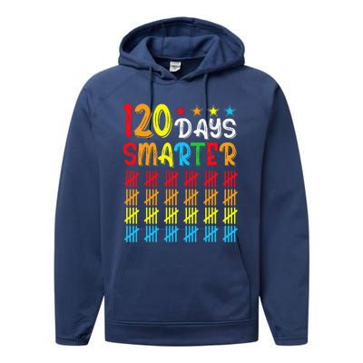 120th Day Of School Teacher Child Happy 120 Days Smarter Performance Fleece Hoodie