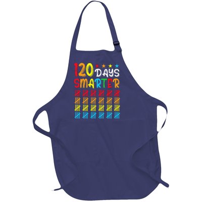 120th Day Of School Teacher Child Happy 120 Days Smarter Full-Length Apron With Pockets