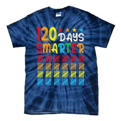 120th Day Of School Teacher Child Happy 120 Days Smarter Tie-Dye T-Shirt