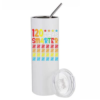 120th Day Of School Teacher Child Happy 120 Days Smarter Stainless Steel Tumbler