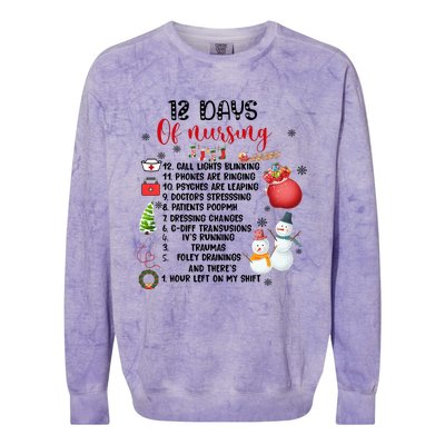 12 Days Of Nursing Funny Nurse Christmas Colorblast Crewneck Sweatshirt