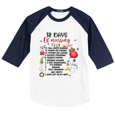 12 Days Of Nursing Funny Nurse Christmas Baseball Sleeve Shirt