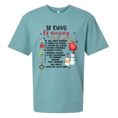 12 Days Of Nursing Funny Nurse Christmas Sueded Cloud Jersey T-Shirt