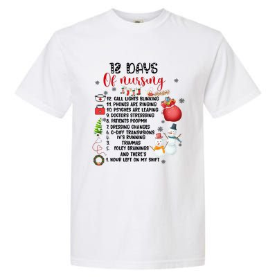 12 Days Of Nursing Funny Nurse Christmas Garment-Dyed Heavyweight T-Shirt