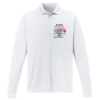 12 Days Of Nursing Funny Nurse Christmas Performance Long Sleeve Polo