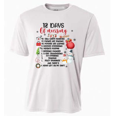 12 Days Of Nursing Funny Nurse Christmas Cooling Performance Crew T-Shirt