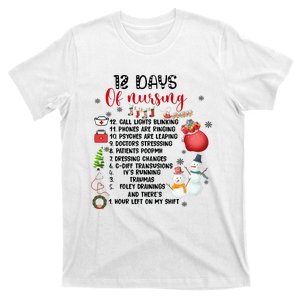 12 Days Of Nursing Funny Nurse Christmas T-Shirt