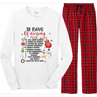 12 Days Of Nursing Funny Nurse Christmas Long Sleeve Pajama Set