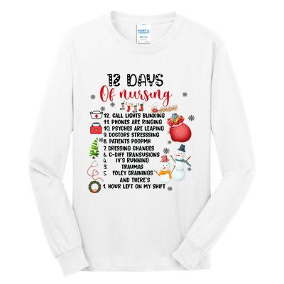 12 Days Of Nursing Funny Nurse Christmas Tall Long Sleeve T-Shirt