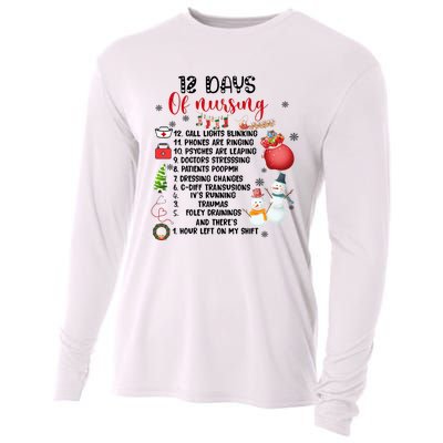 12 Days Of Nursing Funny Nurse Christmas Cooling Performance Long Sleeve Crew