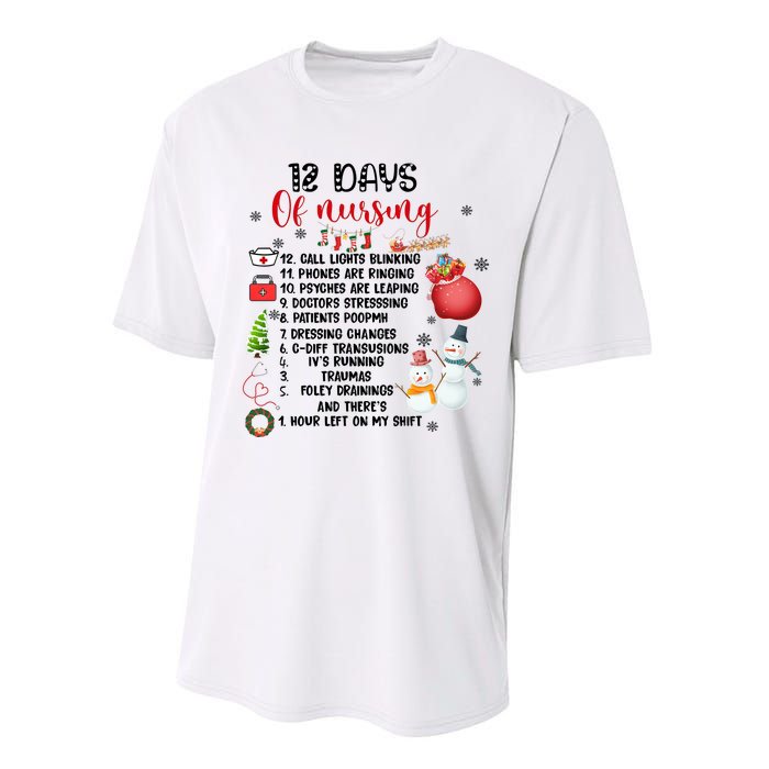 12 Days Of Nursing Funny Nurse Christmas Performance Sprint T-Shirt